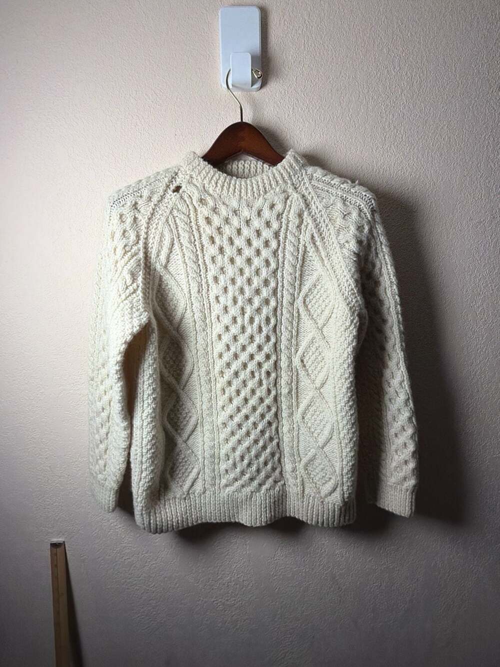 Vintage Kathleens Genuine Donegal Handknit 100%‎ Wool Irish Fisherman Sweater